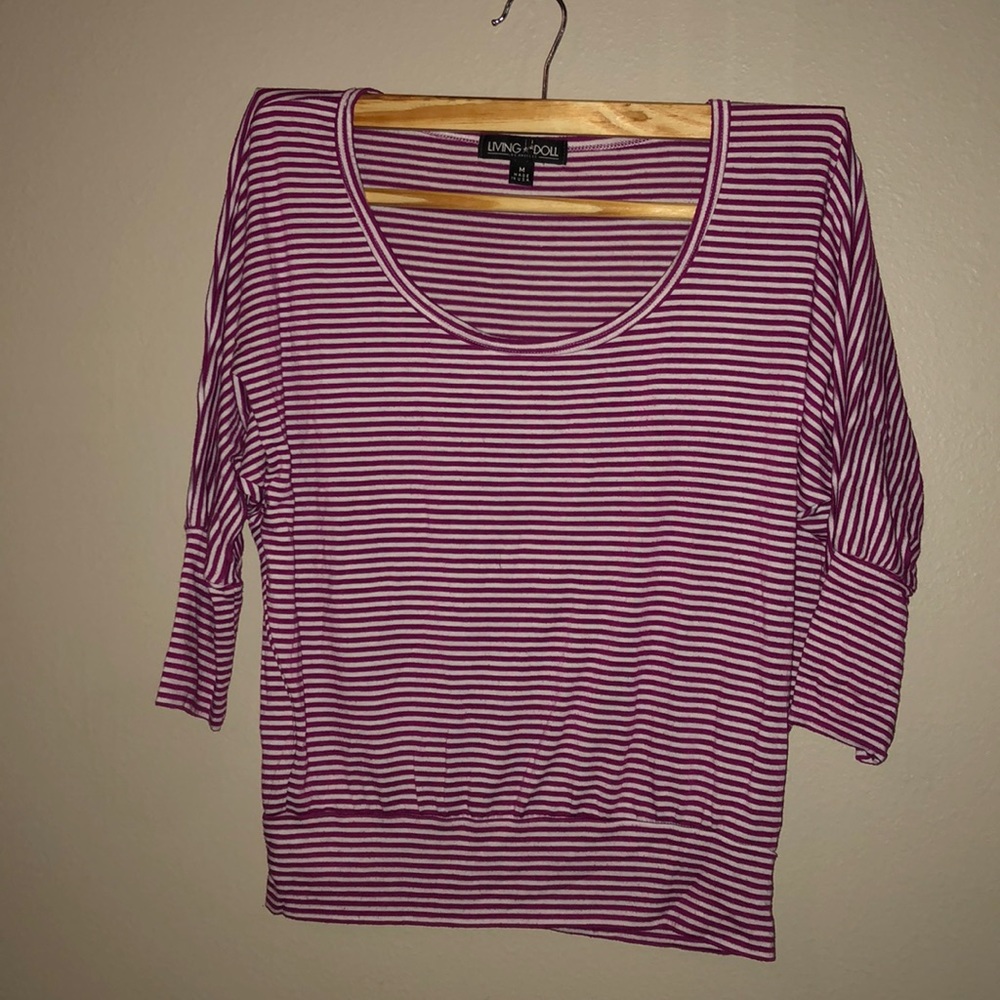 Magenta Striped 3/4 Sleeve